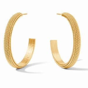 Julie Vos Gold Beaded Eternity Hoop Earrings NWT